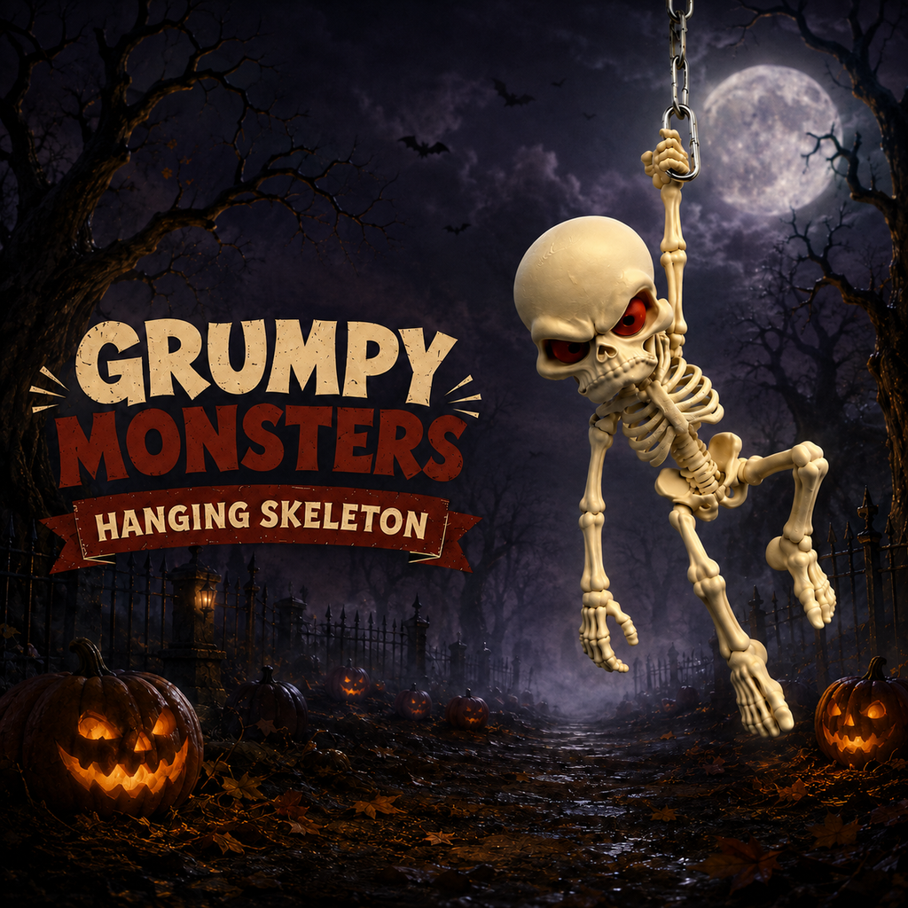 Grumpy Monsters Hanging Skeleton – Halloween Décor