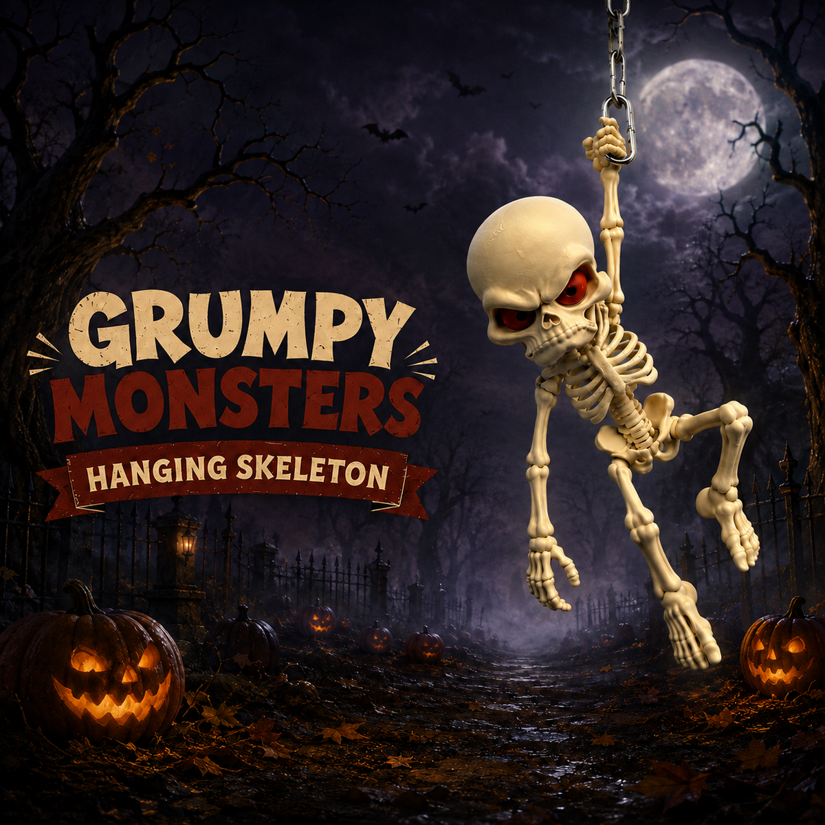 Grumpy Monsters Hanging Skeleton – Halloween Décor