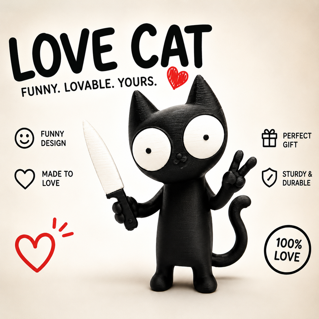Love Cat – Funny 3D Printed Cat Figurine